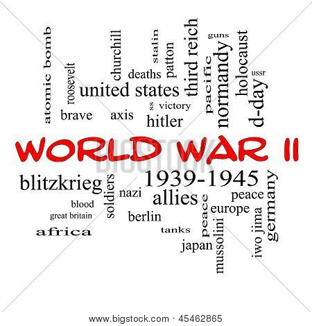 Conceito de nuvem palavra Ii guerra mundial no Caps vermelhos