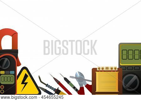 Tools For Electrician. Repair Of Radio Electronic And Microprocessor Equipment. Spare Parts Componen