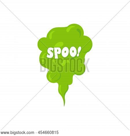 Stinky Smelling Smoke. Fart Cartoon Bad Odor Cloud. Green Stench Vapor With Text. Toxiz Aroma Fog. V