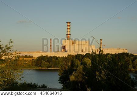 Npp In Kurchatov At Sunset. Nuclear Power Plant In Kursk Region