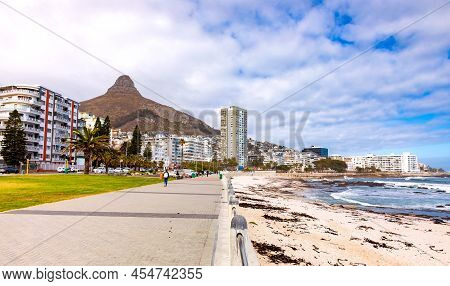 View Of Sea Point Promenade On The Atlantic Seaboard Of Cape Town South Africa.