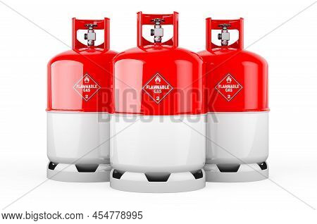 Indonesian, Monacan Flag Painted On The Propane Cylinders With Compressed Gas, 3d Rendering Isolated