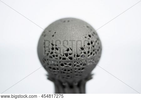 Models Printed On 3d Printer For Metal Macro. Object Surface Close-up. Layout Created On Metal 3d Pr