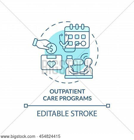 Outpatient Care Programs Turquoise Concept Icon. Visit Clinic. Medical Care Service Abstract Idea Th