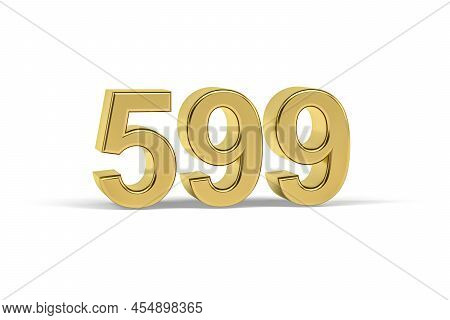 Golden 3d Number 599 - Year 599 Isolated On White Background - 3d Render