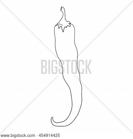 Eco Pepper Icon Outline, Hand Drawn Vector. Red Cartoon. Paprika