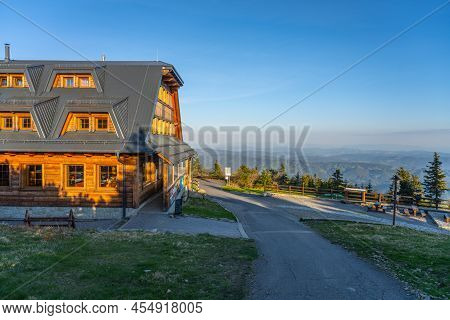 Emil Zatopek - Maraton Hut. Wooden Mountian Chalet On The Summit Of Lysa Mountain In Beskids, Czech 