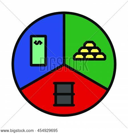 Oil, Dollar And Gold Chart Concept Icon. Editable Bold Outline With Color Fill Design. Vector Illust