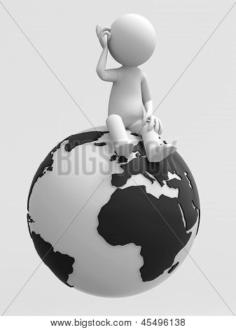 นั่งอยู่บนโลก