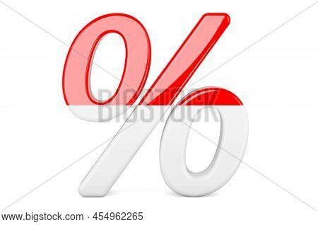 Percent With Indonesian, Monacan Flag, 3d Rendering Isolated On White Background