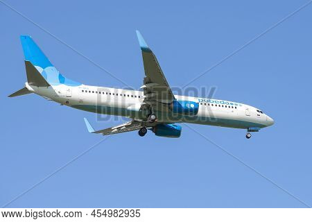 Saint Petersburg, Russia - May 29, 2021: Boeing 737-800 (vp-bfb) Of Pobeda Airline Before Landing In