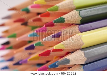 Assorted Colored Pencils isolated in a white background