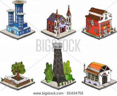 City 3D icons collection