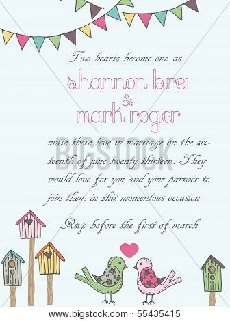 Bird themed wedding invitation