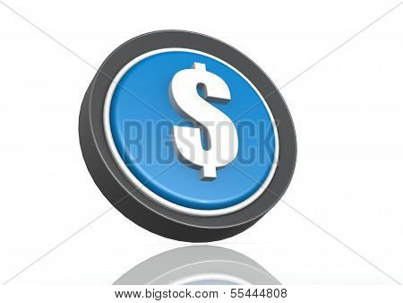 Dollar round icon in blue