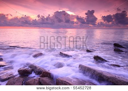long exposure of sea and rocks