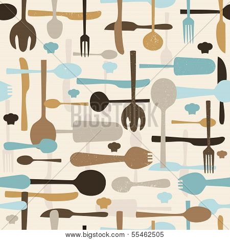 Cutlery Seamless Pattern Background.