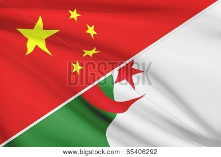 Series Of Ruffled Flags. China And People's Democratic Republic Of Algeria.