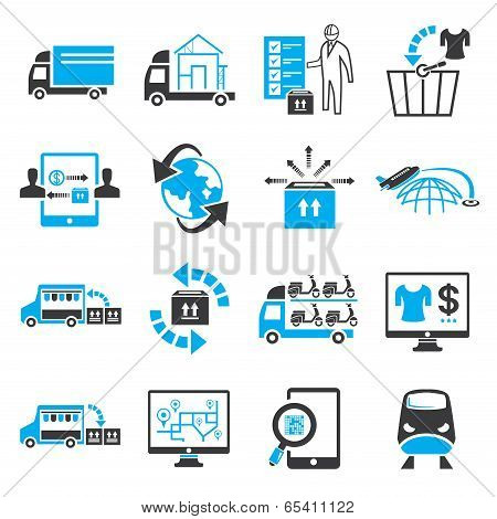 shipping service and cargo icons