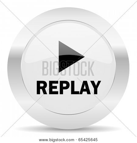 replay silver glossy web icon