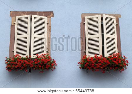 Window of a house in Eguisheim Alsace France