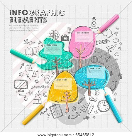 Hand Draw Collage Style Vector Infographic Elements