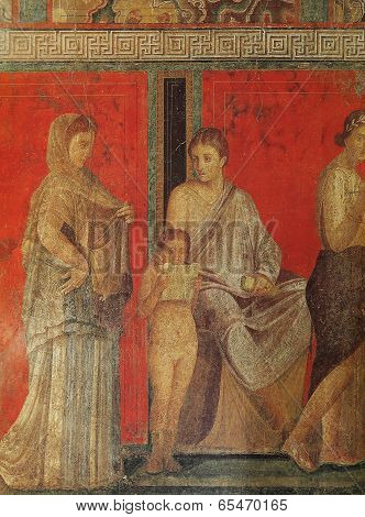 Frescoes in Pompeii ruines, Naples, Italy