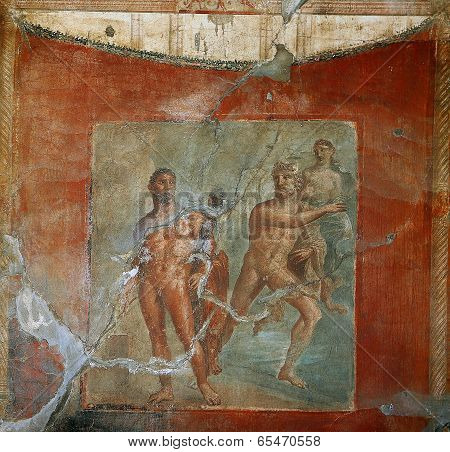 Frescoes in Pompeii ruines, Naples, Italy