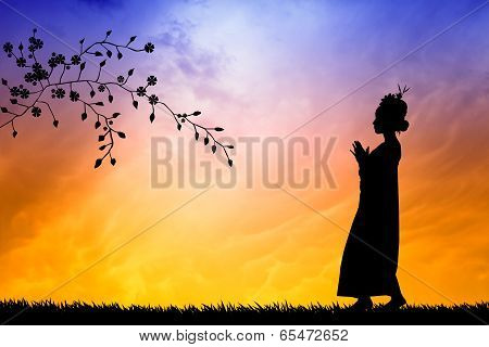 Thai Dance At Sunset