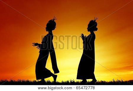 Thai Dance at sunset