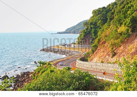 Road seaside along the beach