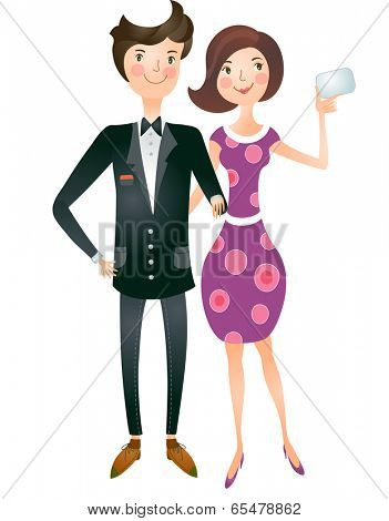 The view of couple is standing 