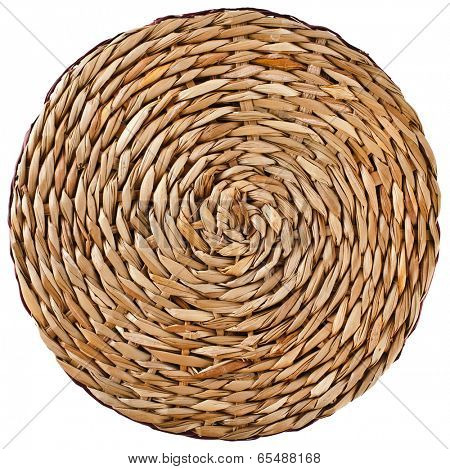 Wicker placemat surface top view texture Isolated on white background