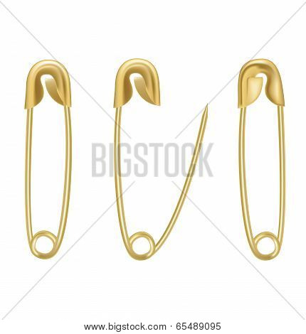 Metal Safety Pin. Illustration