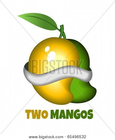 One yellow and one green Mango wrapped togather