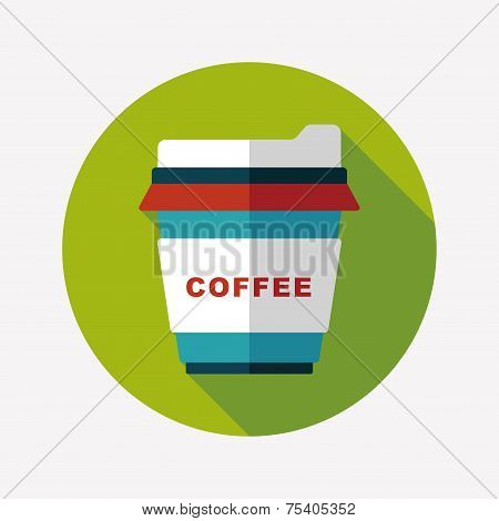 Takeaway Coffee Flat Icon With Long Shadow,eps10
