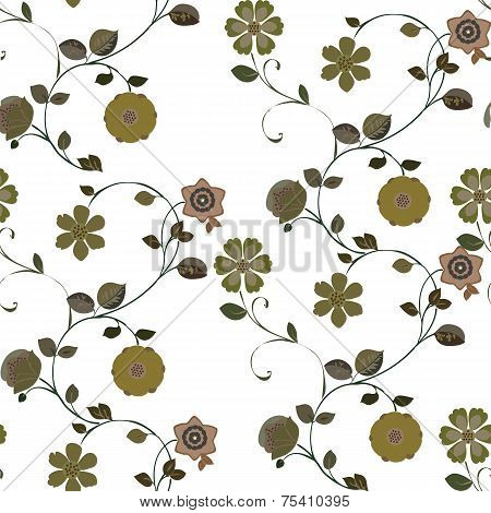 Flower Seamless Pattern Green