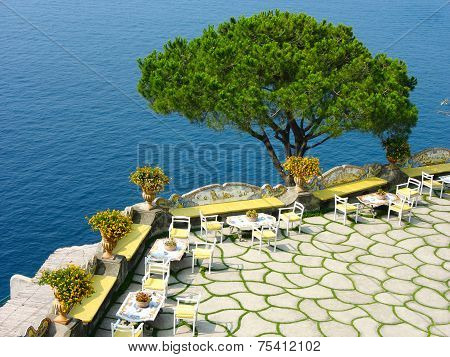 Traditional open air terrace at the Amalfi Coast in South Italy