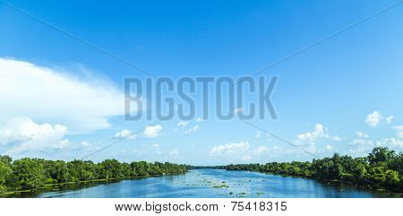 View To The River Mississippi With Its Wide River Bed And Untouched Nature