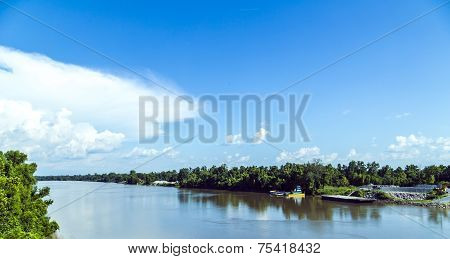 View To The River Mississippi With Its Wide River Bed And Untouched Nature