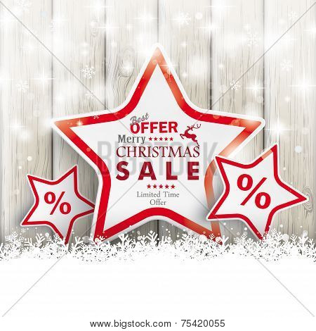 Snowfall Sale Stars Ash Wooden Background