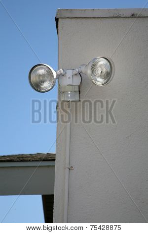 motion sensing lights attached to a house