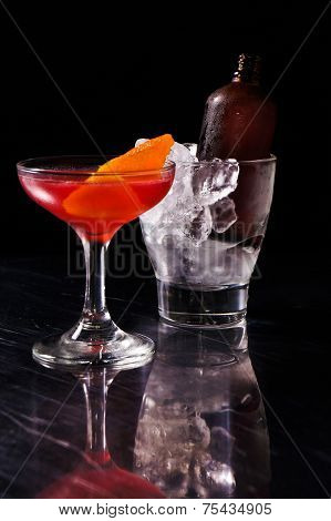 Red alcoholic summer recreational cocktail