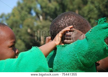 The play of the children of the Kindergarten of The Village Of Pomerini-Tanzania-Africa
