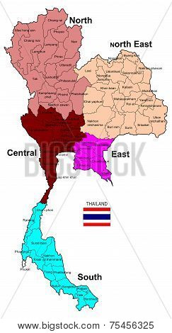 Thailand Map 5 Regions