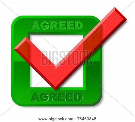 Agreed Tick Represents All Right And Ok