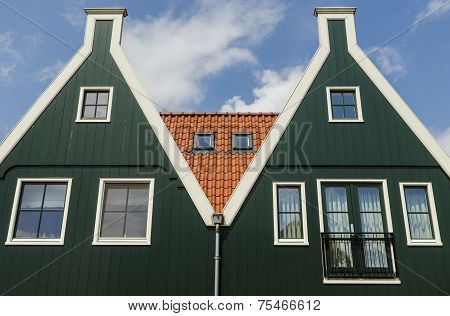 Two Green Houses In Volendam