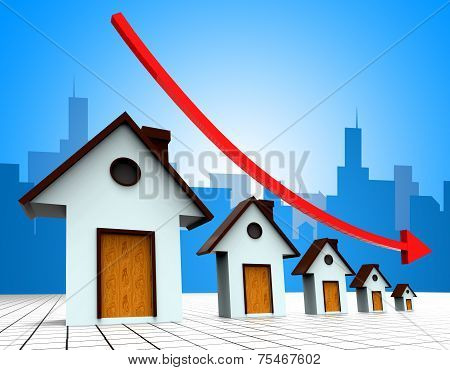 House Prices Down Represents Reduce Regresses And Household