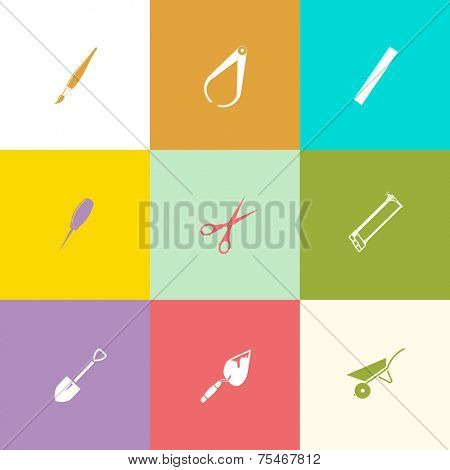 Angularly set. Flat color vector icons.