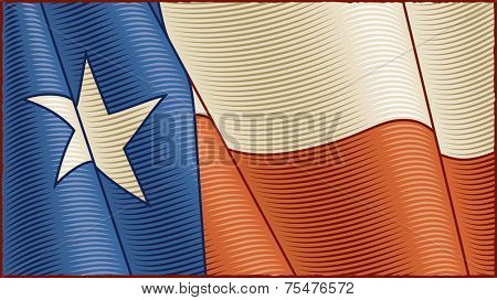 Vintage Texas Flag (close-up). Vector